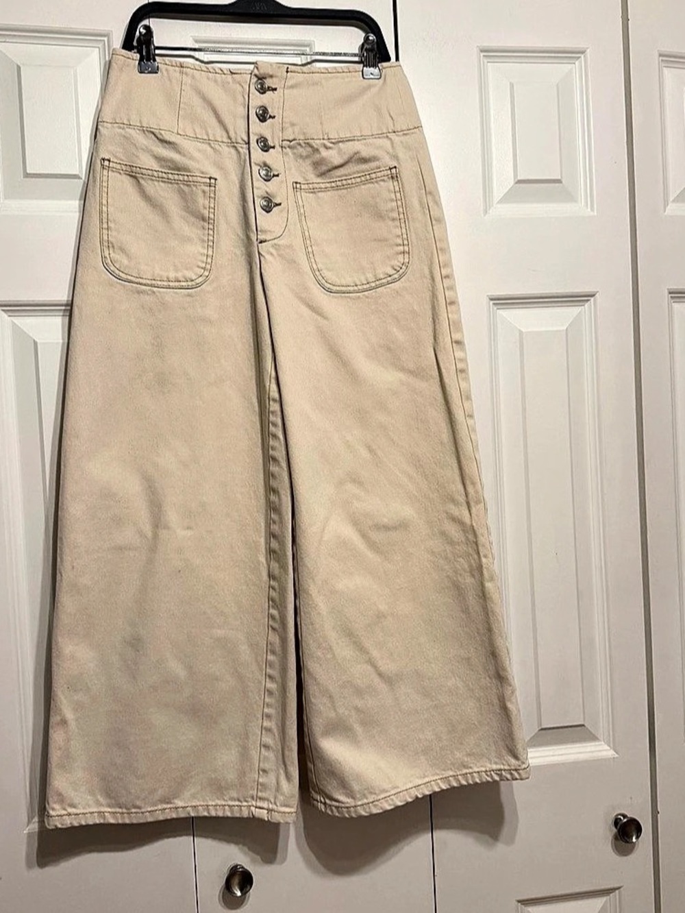 Free People Julien Wide Leg Chinos Wide Leg Pants in Beige size 26